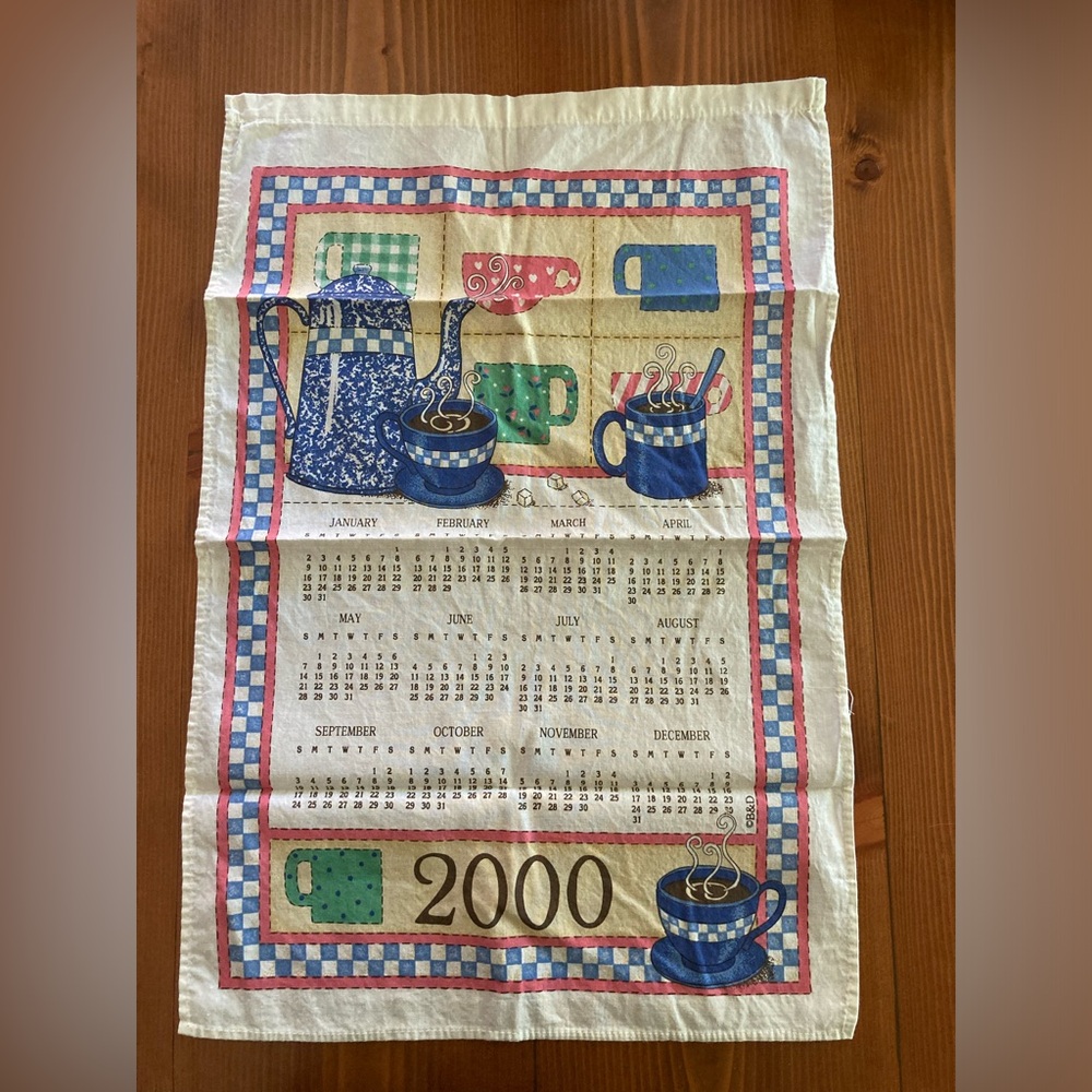 Year 2000 calendar tea towel
